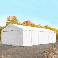 TOOLPORT 6x12m PVC lagertelt, hvid, med bundramme, med statikpakke (blød undergrund)