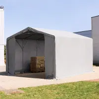 TOOLPORT 6x6m, Telthal, PVC-teltdug, grå, med statikpakke (beton undergrund)