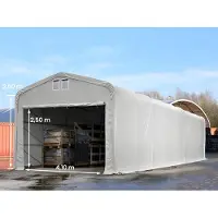 TOOLPORT 5x24m, Telthal, PVC-teltdug, grå, med statikpakke (beton undergrund)