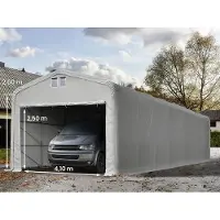 TOOLPORT 5x24m, Garagetelt, PVC-teltdug, grå, med statikpakke (beton undergrund)