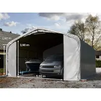 TOOLPORT 6x6m, Garagetelt, PVC-teltdug, grå, med statikpakke (beton undergrund)