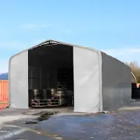 TOOLPORT 8x36m, Telthal, PVC-teltdug, grå, med statikpakke (beton undergrund)