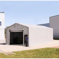 TOOLPORT 5x10m, Telthal, PRIMEtex-PVC-teltdug, grå, med statikpakke (beton undergrund)