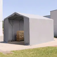 TOOLPORT 3x6m, Telthal, PVC-teltdug, grå, med statikpakke (beton undergrund)