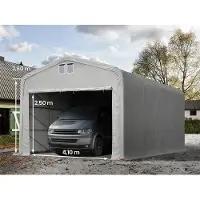 TOOLPORT 5x8m, Garagetelt, PVC-teltdug, grå, med statikpakke (beton undergrund)