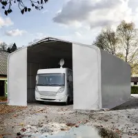 TOOLPORT 8x12m, Garagetelt, PRIMEtex-PVC-teltdug, grå, med statikpakke (blød undergrund)