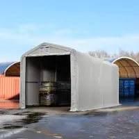 TOOLPORT 4x8m, Telthal, PVC-teltdug, grå, med statikpakke (beton undergrund)