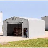 TOOLPORT 8x8m, Telthal, PRIMEtex-PVC-teltdug, grå, med statikpakke (beton undergrund)