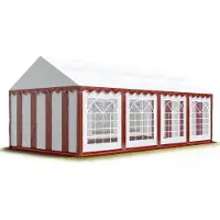 TOOLPORT 4x8m, Partytelt, PVC-teltdug, rød og hvid