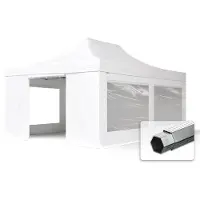 TOOLPORT 4x6m, aluminium, easy-up-pavillon, 4 sidedele, hvid
