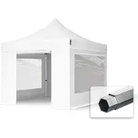 TOOLPORT 3x3m, aluminium, easy-up-pavillon, 4 sidedele, hvid