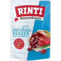 Rinti Økonomipakke: 20 x 400 g Kennerfleisch Pouches - Fjerkræhjerter