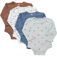 Pippi Baby Bodyer l/æ - 4-pak - Blue Mirage - - 74 - Body L/Æ