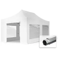 TOOLPORT 3x6m, aluminium, easy-up-pavillon, 4 sidedele, hvid