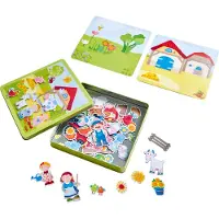 Haba Peter og Pauline Farm Animal Magnetic Activity Set Sm?b?rns travle bord- og sm?b?rnsbilaktiviteter med 4 baggrundsscener til rejse- og l?rin