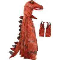 Great Pretenders Udklædning - Kappe - Grandasaurus T-Rex - Rød - - 5-6 år (110-116) - Udklædning