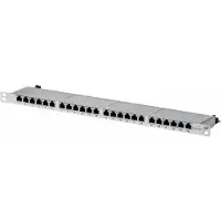 Helos Cat.6a LSA 19" Patch Panel 0,5 U 24 port lysegrå