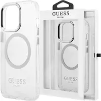 GUESS Metal Outline Magsafe-etui til iPhone 12 / iPhone 12 Pro - sølv