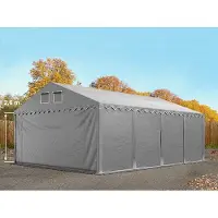 TOOLPORT 5x8m PVC lagertelt, grå, med bundramme, uden statikpakke