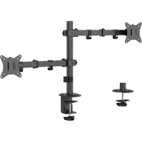 Gembird MA-D2-03 - Monteringssæt (dobbeltarm-monitormontering) - justerbar - for 2 LCD displays - stål, plastik - sort - skærmstørrelse: 17-32 - skrivebordsmonterbar