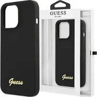 GUESS GUHMP13XLSLMGBK iPhone 13 Pro Max 6,7" sort/sort hardcase Silicone Script Gold Logo MagSafe