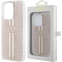 GUESS IML 4G Gold Stripe-etui til iPhone 14 Pro Max - pink