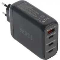 Goobay 100W GaN-hurtigoplader med flere porte - 3x USB-C, USB-A - Sort