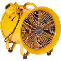 Vevor Bærbar Ventilator, 304,8 mm Kraftig Cylinderventilator, 500 W Kraftig Udstødningsventilator til Værksted 2500 CFM, 3 m Netledning (Ingen Opladningshoved), Industriel Blæser til Opsugning af Støv