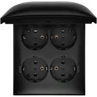 Simon X4 Firedobbelt Schuko-stikkontakt med sikkerhedslukkere, samme farve klap og dæksel, 16 A, 250