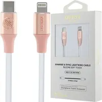 GUESS Ebossed Logo USB-C / Lightning-kabel 1,5 m hurtig opladning - pink