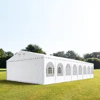 TOOLPORT 8x16m, Partytelt, PVC-teltdug, hvid, med bundramme