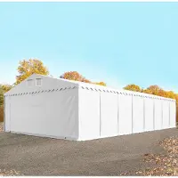 TOOLPORT 8x36m PVC lagertelt, hvid, med bundramme, uden statikpakke