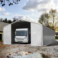 TOOLPORT 8x36m, Garagetelt, PVC-teltdug, grå, med statikpakke (blød undergrund)