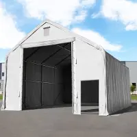 TOOLPORT 8x8m, Telthal, PRIMEtex-PVC-teltdug, grå, med statikpakke (blød undergrund)