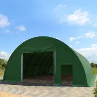 TOOLPORT 9,15x12m, Rundbuehal, PE-teltdug, mørkegrøn, med statikpakke