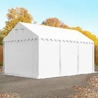 TOOLPORT 3x6m PVC lagertelt, hvid, med bundramme, med statikpakke (blød undergrund)