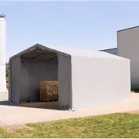 TOOLPORT 6x8m, Telthal, PVC-teltdug, grå, med statikpakke (beton undergrund)