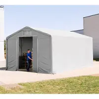 TOOLPORT 6x8m, Telthal, PVC-teltdug, grå, med statikpakke (beton undergrund)