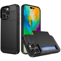 Mtp Products iPhone 16 Pro Max Hybrid Cover med Glidekortholder - Sort