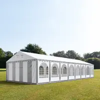 TOOLPORT 6x22m, Partytelt, PVC-teltdug, grå-hvid, med bundramme