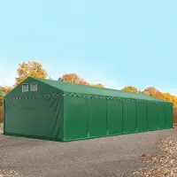 TOOLPORT 6x32m PVC lagertelt, mørkegrøn, med bundramme, med statikpakke (blød undergrund)
