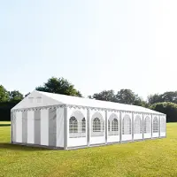 TOOLPORT 6x18m, Partytelt, PVC-teltdug, grå-hvid, med bundramme