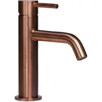 BLUE LABEL Etgrebs håndvaskarmatur uden bundventil - kold start funktion & 3/8 tilslutningsslanger - børstet bronze