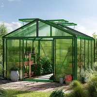 GFP 311 x 385 cm Drivhus, grøn, tilbehørs-sæt - Pro 2