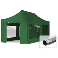 TOOLPORT 3x6m, aluminium, easy-up-pavillon, 4 sidedele, mørkegrøn