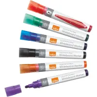 Nobo whiteboard marker rund spids 3 mm hurtigtørrende blæk, pakke/6 stk. Assorteret