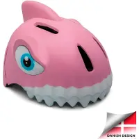 Crazy Safety Cykelhjelm m. Lys - Shark - Pink - - 49-55 cm - Cykelhjelm