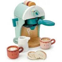Tender Leaf Toys - Babyccino Maker - Trækaffemaskine Legetøj med Espresso Kapsler og Kopper
