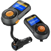 Teknikproffset BT76 FM-sender med dobbelt USB-oplader QC3.0+2.4A, sort
