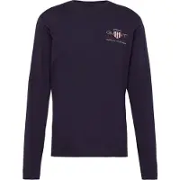Gant Ganttil mænd. 2004058 Medium Archive Shield langærmet T-shirt navy (M), Casual, Bomuld, Lange ærmer, Blå